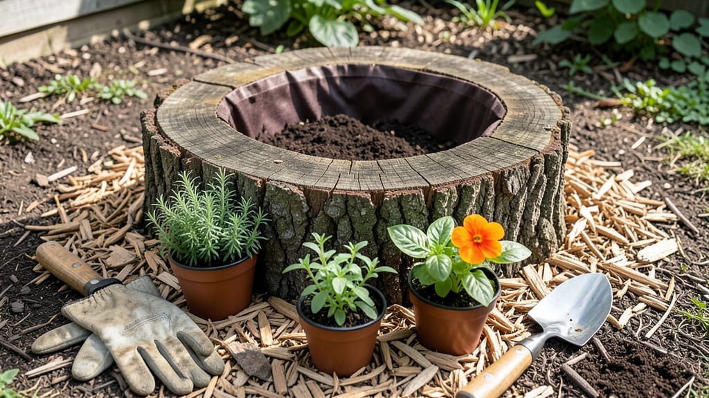 How to Make a Stump Planter: Upcycled Woodland Garden Spot in Minutes